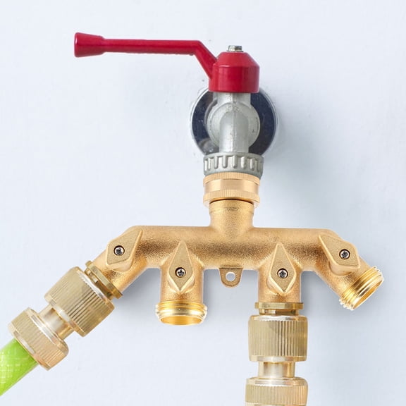 OTVIAP Water Faucet Valve,Brass Garden 4-Way Hose Splitter Hose Adapter Ball Valve Water Faucet Valve Connector,Faucet Splitter
