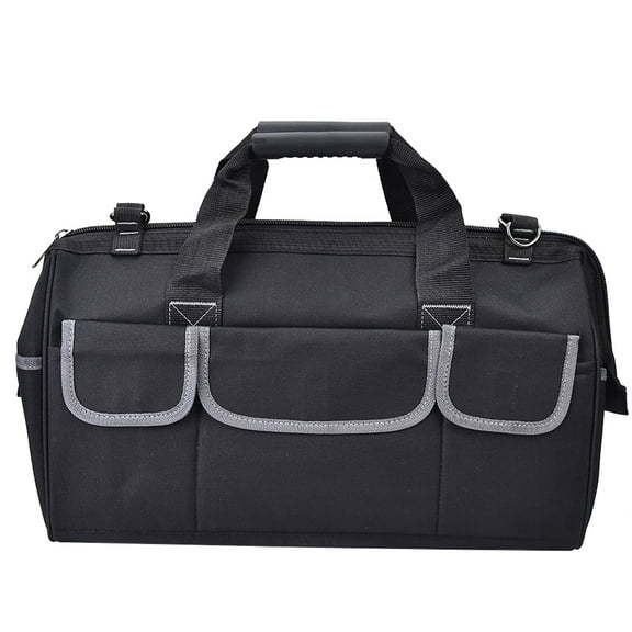 19in Oxford Cloth Tool Bag Gray Wear Resistant Hardware Storage Case with Shoulder Strap,Black