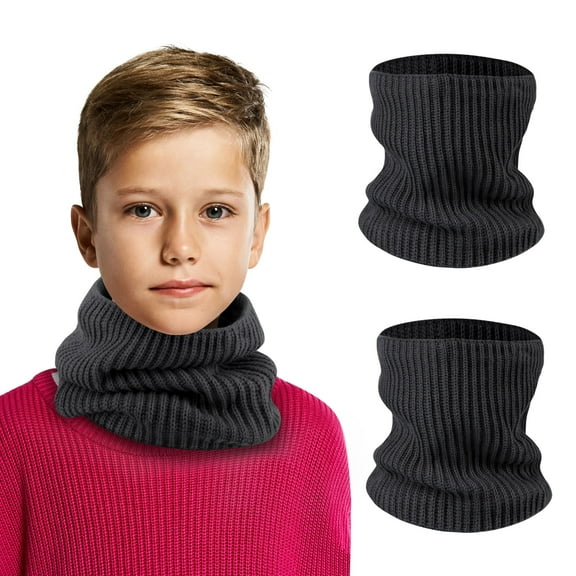 OTXNIREY 2 Pack Kids Winter Neck Gaiter Scarf, Thick Soft Knit Neck Warmer for Boys and Girls, Cozy Breathable for Cold Weather