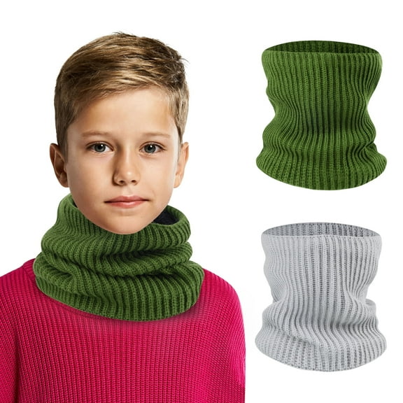 OTXNIREY 2 Pack Kids Winter Neck Gaiter Scarf, Thick Soft Knit Neck Warmer for Boys and Girls, Cozy Breathable for Cold Weather
