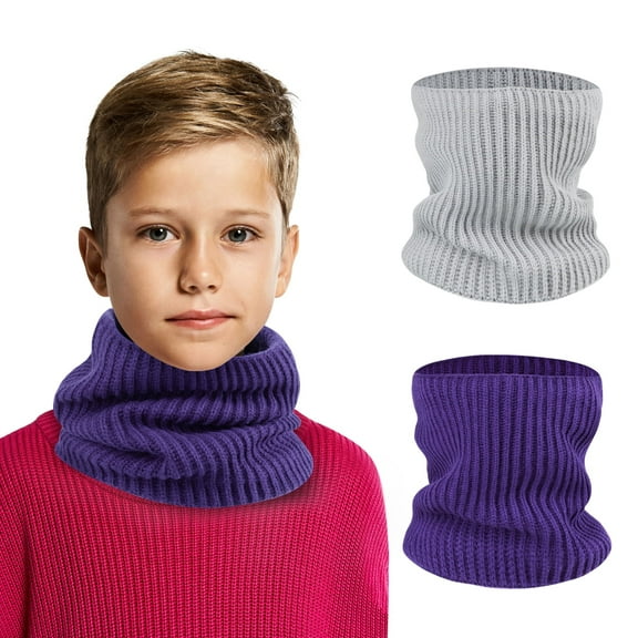 OTXNIREY 2 Pack Kids Winter Neck Gaiter Scarf, Thick Soft Knit Neck Warmer for Boys and Girls, Cozy Breathable for Cold Weather