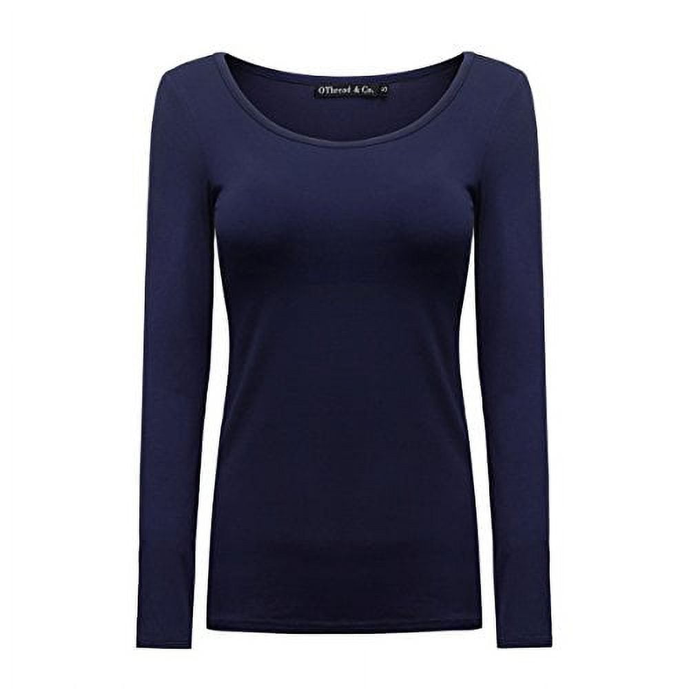 OThread & Co. Women's Long Sleeve T-Shirt Scoop Neck Basic Layer