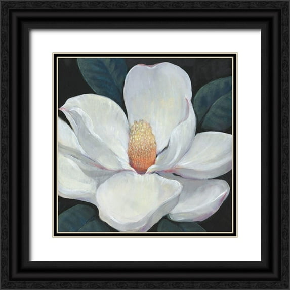 OToole, Tim 12x12 Black Ornate Wood Framed with Double Matting Museum Art Print Titled - Blooming Magnolia I