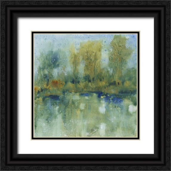 OToole, Tim 12x12 Black Ornate Wood Framed with Double Matting Museum Art Print Titled - Pond Reflection I