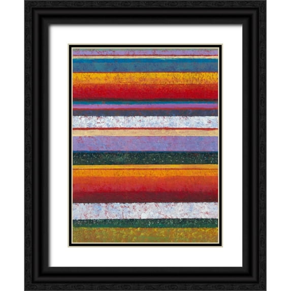 OToole, Tim 12x14 Black Ornate Wood Framed with Double Matting Museum Art Print Titled - Tulip Fields I