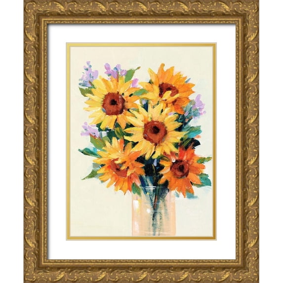 OToole, Tim 12x14 Gold Ornate Wood Framed with Double Matting Museum Art Print Titled - Fresh Cut Flowers II