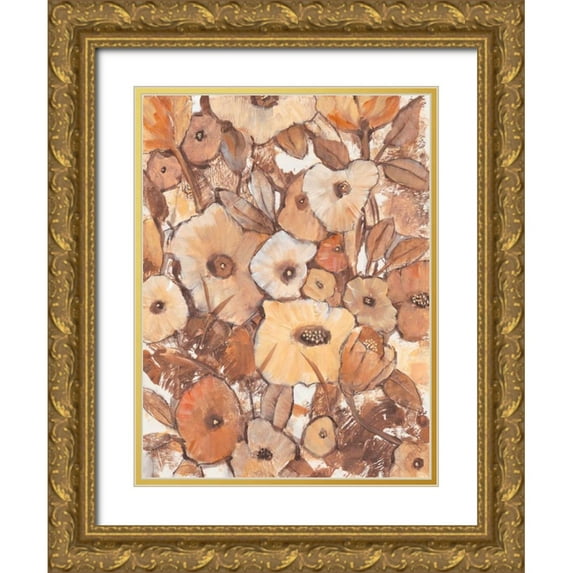 OToole, Tim 12x14 Gold Ornate Wood Framed with Double Matting Museum Art Print Titled - Umber Garden II