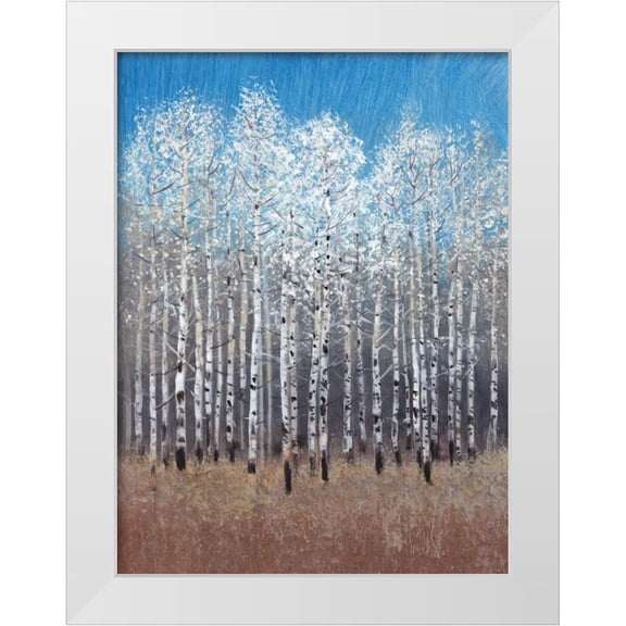 OToole, Tim 12x14 White Modern Wood Framed Museum Art Print Titled - Cobalt Birches I