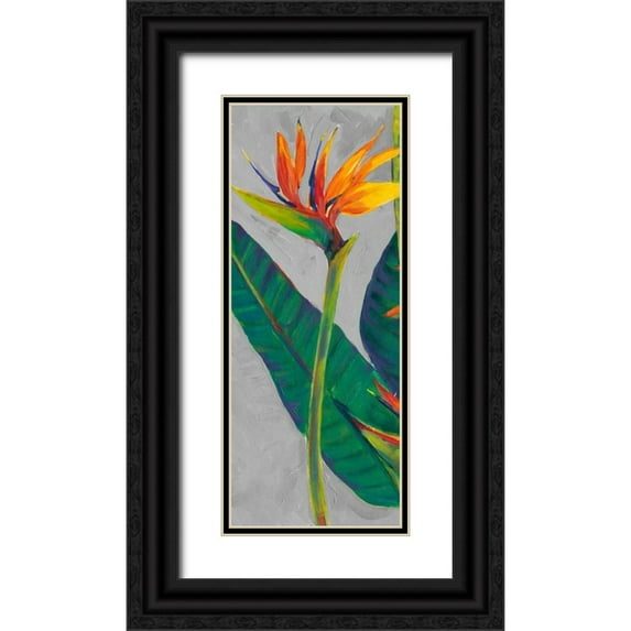 OToole, Tim 12x24 Black Ornate Wood Framed with Double Matting Museum Art Print Titled - Bird of Paradise Triptych I