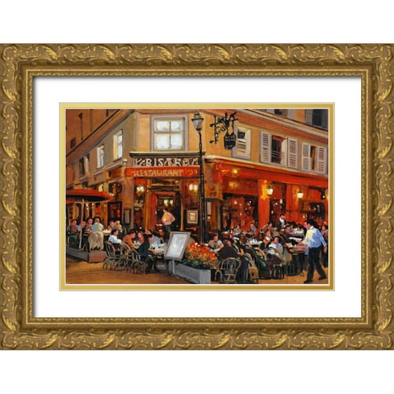OToole, Tim 14x11 Gold Ornate Wood Framed with Double Matting Museum Art Print Titled - Bistro I