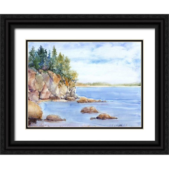 OToole, Tim 14x12 Black Ornate Wood Framed with Double Matting Museum Art Print Titled - Shore Line I