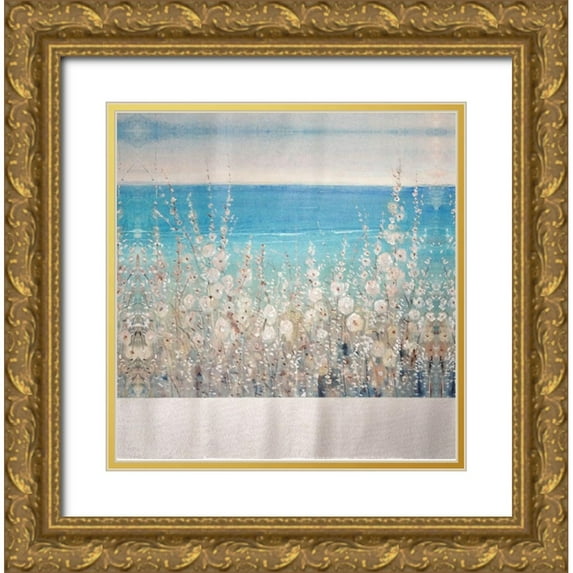 OToole, Tim 15x15 Gold Ornate Wood Framed with Double Matting Museum Art Print Titled - Flowers by the Sea I