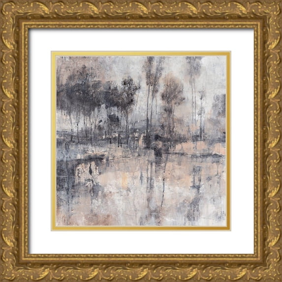 OToole, Tim 15x15 Gold Ornate Wood Framed with Double Matting Museum Art Print Titled - Fog in the Forest I