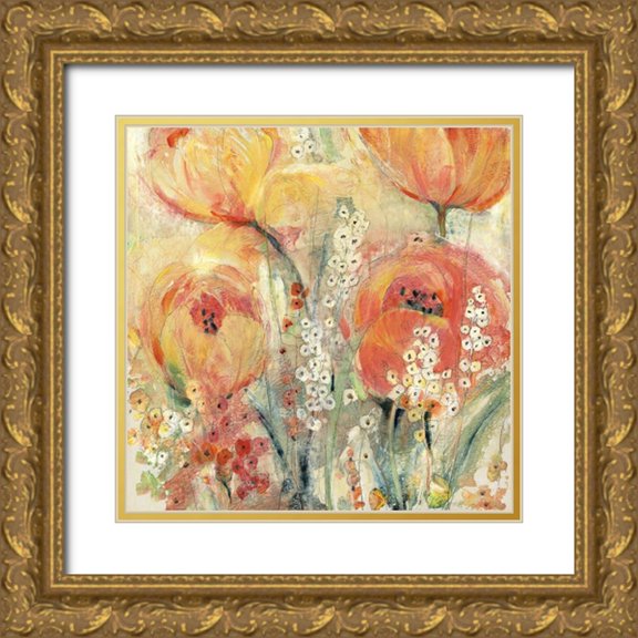 OToole, Tim 15x15 Gold Ornate Wood Framed with Double Matting Museum Art Print Titled - Spring Tulip Array II