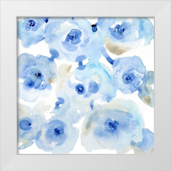 OToole, Tim 15x15 White Modern Wood Framed Museum Art Print Titled - Blue Roses II