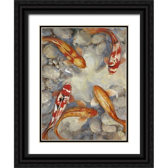 OToole, Tim 15x18 Black Ornate Wood Framed with Double Matting Museum Art Print Titled - Custom Vibrant Koi I (ASH)