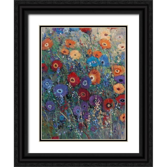 OToole, Tim 19x24 Black Ornate Wood Framed with Double Matting Museum Art Print Titled - Flower Patch I