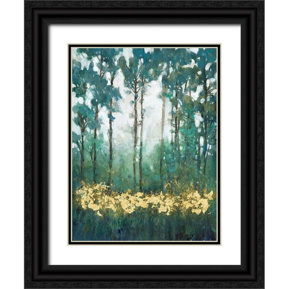 OToole, Tim 19x24 Black Ornate Wood Framed with Double Matting Museum Art Print Titled - Glow in the Forest I