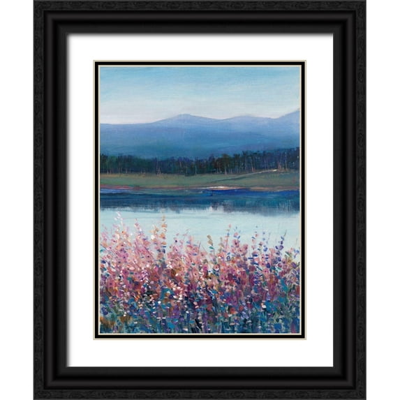 OToole, Tim 19x24 Black Ornate Wood Framed with Double Matting Museum Art Print Titled - Lakeside Mountain II
