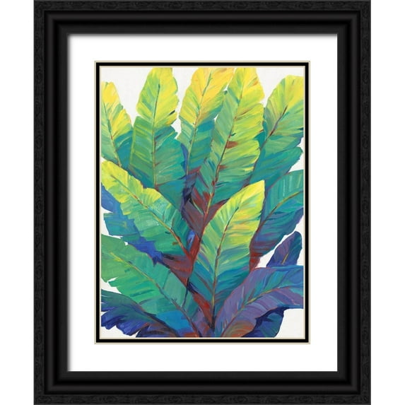 OToole, Tim 19x24 Black Ornate Wood Framed with Double Matting Museum Art Print Titled - Sunlit Banana Leaves II