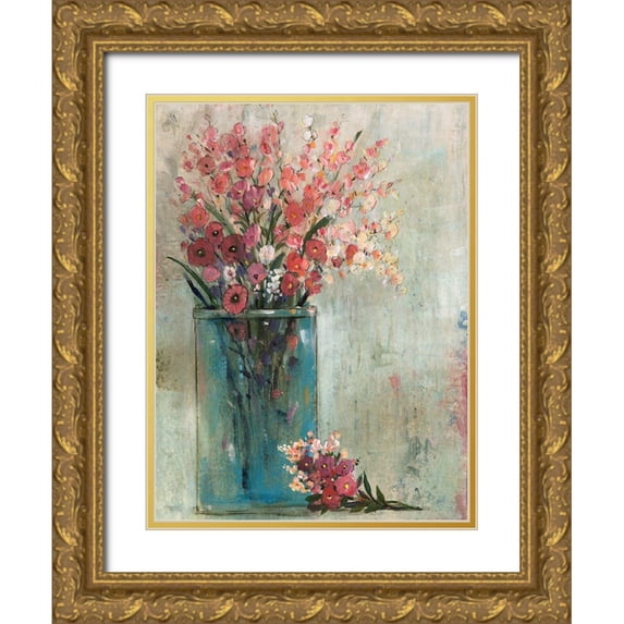 OToole, Tim 19x24 Gold Ornate Wood Framed with Double Matting Museum Art Print Titled - Blue Jar II