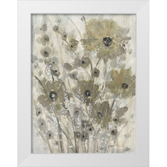 OToole, Tim 19x24 White Modern Wood Framed Museum Art Print Titled - Shimmering Flowers I