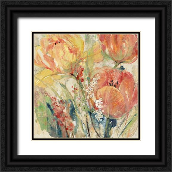 OToole, Tim 20x20 Black Ornate Wood Framed with Double Matting Museum Art Print Titled - Custom Spring Tulip Array I