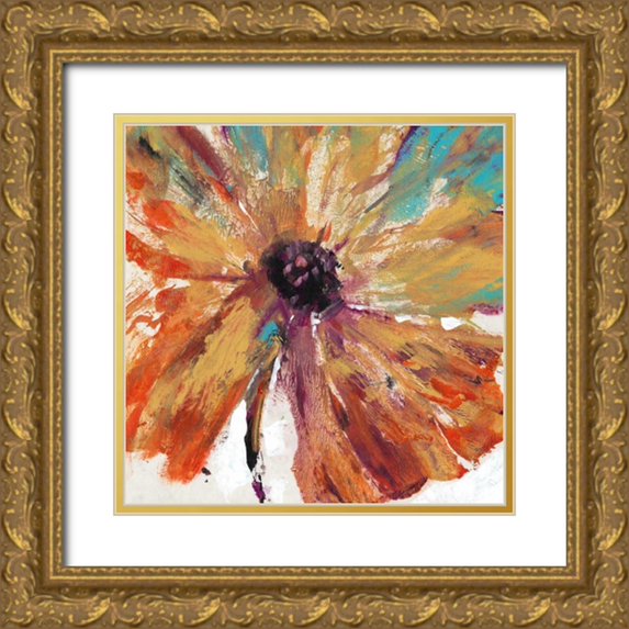 OToole, Tim 20x20 Gold Ornate Wood Framed with Double Matting Museum Art Print Titled - Orange Splash I