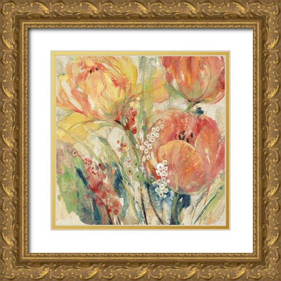 OToole, Tim 20x20 Gold Ornate Wood Framed with Double Matting Museum Art Print Titled - Spring Tulip Array I