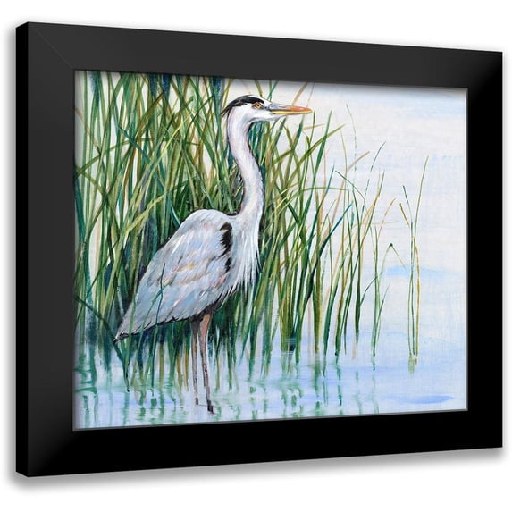 OToole, Tim 23x20 Black Modern Framed Museum Art Print Titled - Heron in the Marsh I
