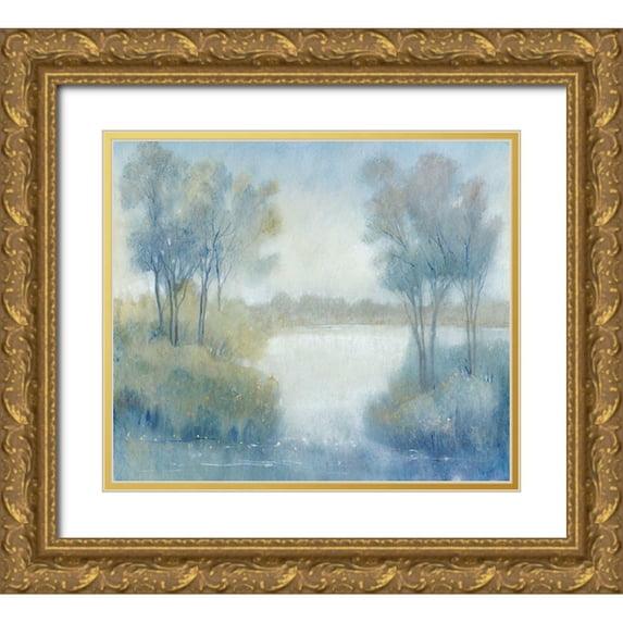 OToole, Tim 23x20 Gold Ornate Wood Framed with Double Matting Museum Art Print Titled - Morning at the Pond I