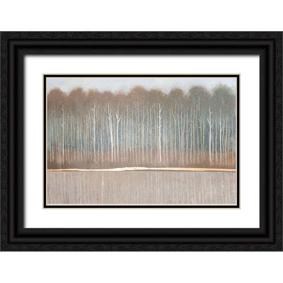 OToole, Tim 24x17 Black Ornate Wood Framed with Double Matting Museum Art Print Titled - Along the River Bank II
