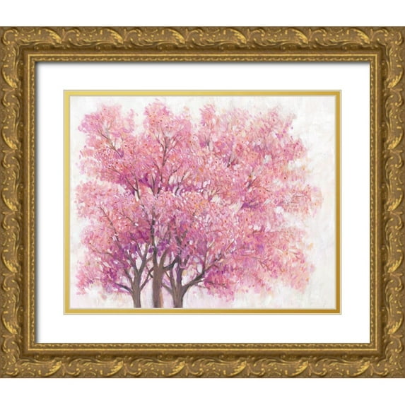 OToole, Tim 24x20 Gold Ornate Wood Framed with Double Matting Museum Art Print Titled - Pink Cherry Blossom Tree I