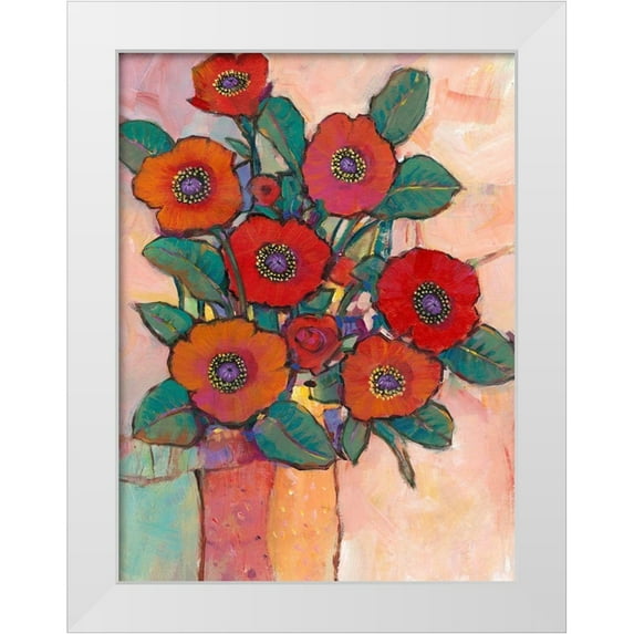 OToole, Tim 25x32 White Modern Wood Framed Museum Art Print Titled - Poppies in a Vase I
