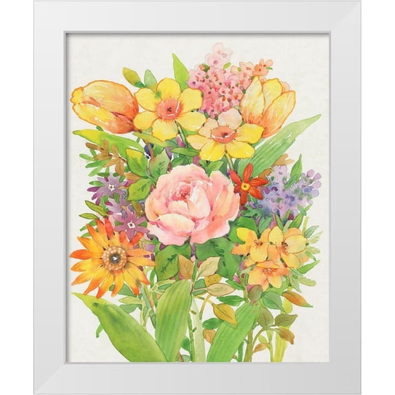 OToole, Tim 26x32 White Modern Wood Framed Museum Art Print Titled - Floral Mix II