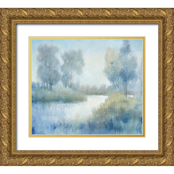 OToole, Tim 30x26 Gold Ornate Wood Framed with Double Matting Museum Art Print Titled - Morning at the Pond II