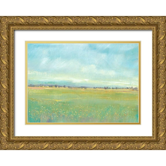 OToole, Tim 32x24 Gold Ornate Wood Framed with Double Matting Museum Art Print Titled - Soft Meadow Light I