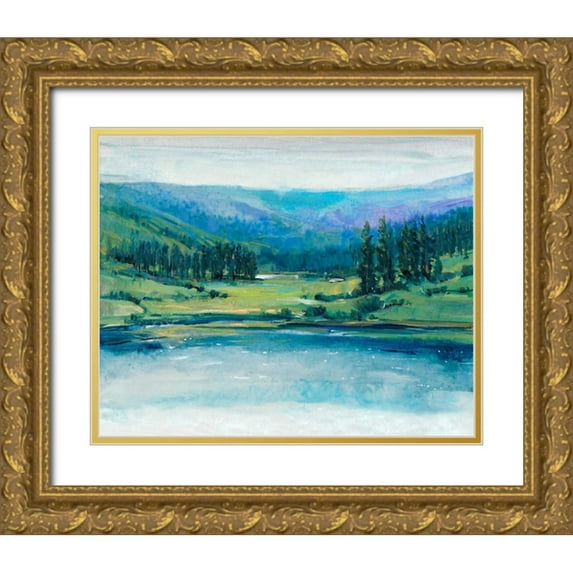 OToole, Tim 32x26 Gold Ornate Wood Framed with Double Matting Museum Art Print Titled - Mountain Lake I