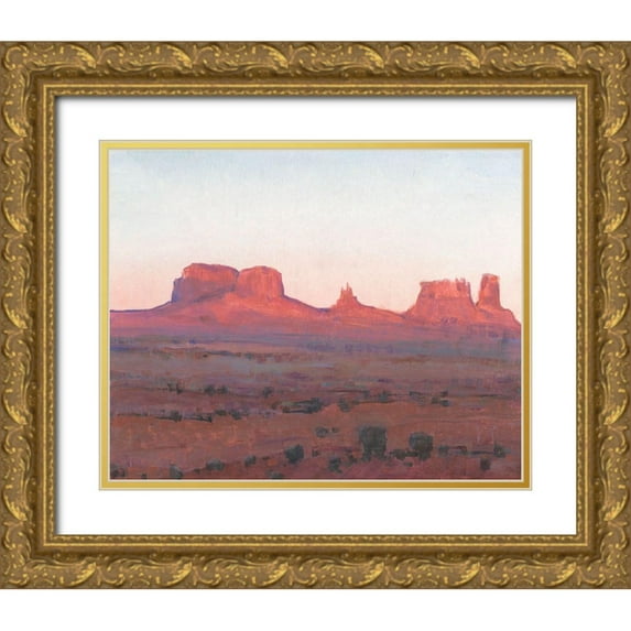OToole, Tim 32x26 Gold Ornate Wood Framed with Double Matting Museum Art Print Titled - Red Rocks at Dusk II