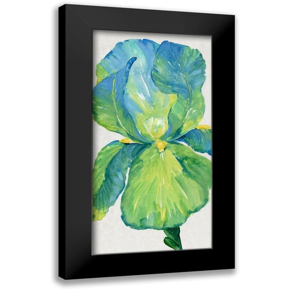 OToole, Tim 9x14 Black Modern Framed Museum Art Print Titled - Iris Bloom in Green I