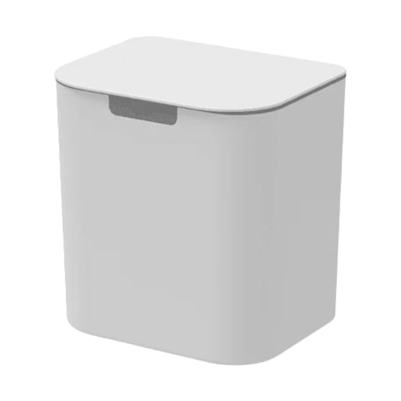 OU Wall-Mounted Bathroom Trash Can, 1.3 Gallon Self-Adhesive Hanging Trash Bin with with Lid & Removable Bag Ring, Space-saving Trash Can for Bathroom