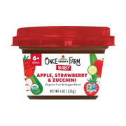 Once Upon a Farm Organic Refrigerated Baby Food Fruit & Veggie Blend Apple, Strawberry, Zucchini, 4oz Bowl