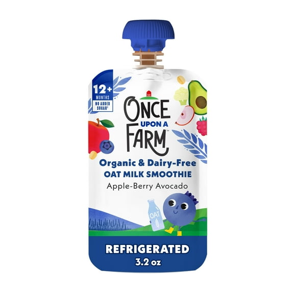 Once Upon a Farm Organic Refrigerated Kids' Snack Apple-Berry Avocado Dairy-Free Smoothie, 3.2oz Pouch