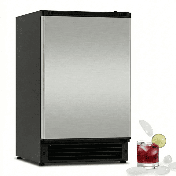 OUBID 15"W Drainless Under Counter Ice Maker, 22 lbs Storage Bin, Crescent Ice, Built-In/Freestanding Ice Maker, No Drain Required, ETL Certified, for Residential & Commercial Use