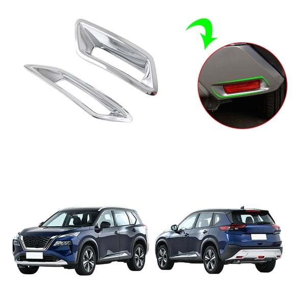 OUBOLUN ABS Chrome Silver 2Pcs/Set Rear Foglight Trims Tail Fog Lamp Cover For Nissan Rogue X-Trail X Trail T33 2021 2022 Decorative Sticker