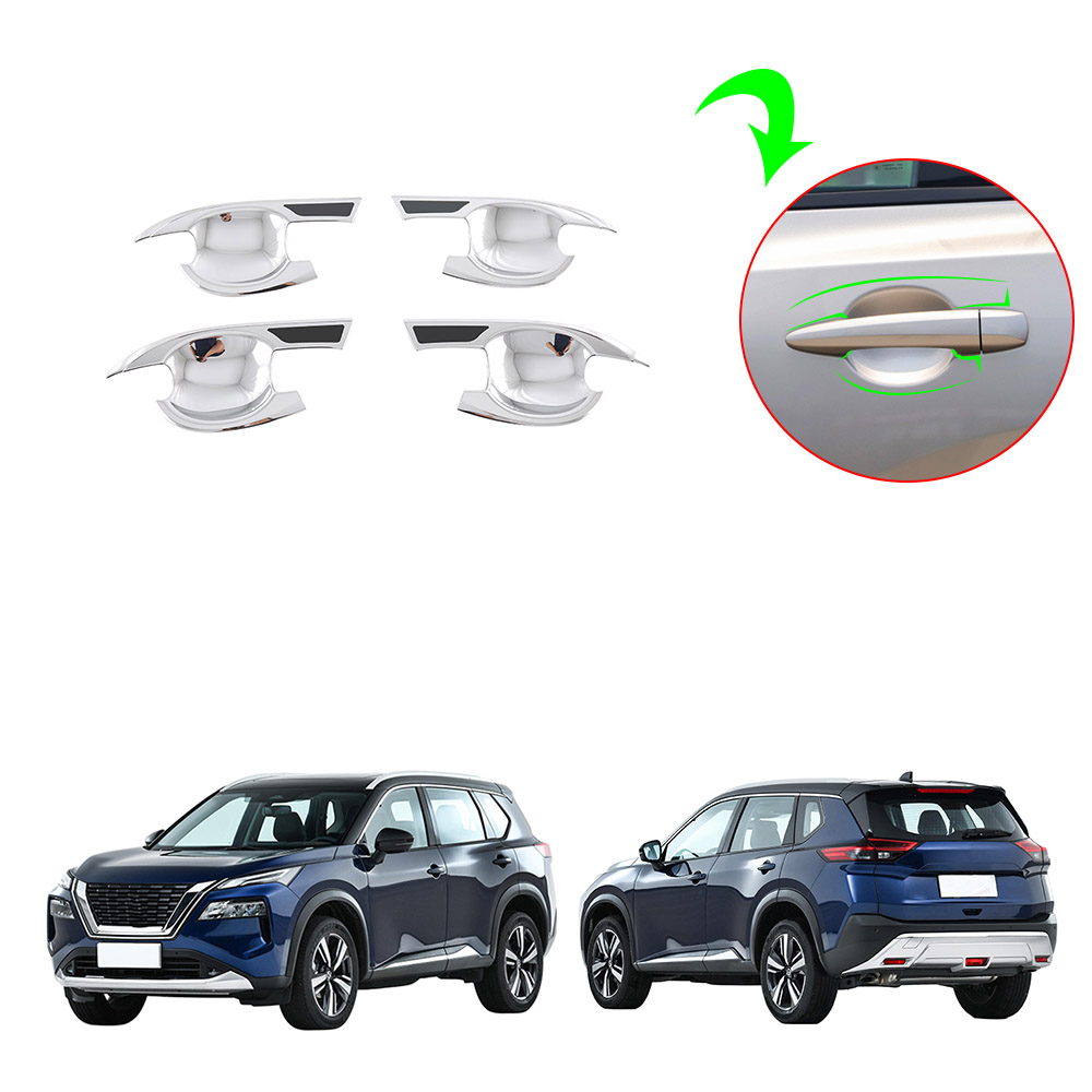 OUBOLUN ABS Chrome Silver 4Pcs/Set Handle Bowl Trim Door Armrest Frame