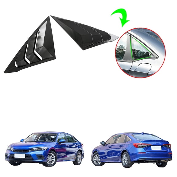 OUBOLUN ABS Glossy Black 2 PCS/Set Rear Window Shutter Sequin Window Outlet Cover For Honda 11th Gen Civic 2022 Body Kits Car Accessories Decorative Sticker