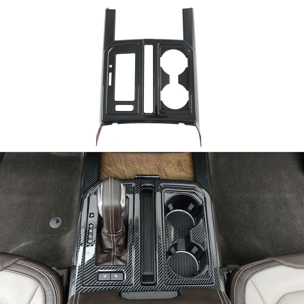 OUBOLUN ABS Imitate Carbon Fiber 1 Pcs/Set Center Control Gear Shift Box Holder Panel Cover For Ford F-150 Raptor 2015-2020 Car Interior Accessories Decoration