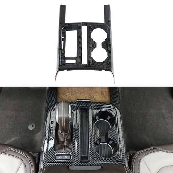 OUBOLUN ABS Imitate Carbon Fiber 1 Pcs/Set Center Control Gear Shift Box Holder Panel Cover For Ford F-150 Raptor 2015-2020 Car Interior Accessories Decoration