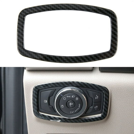 OUBOLUN ABS Imitate Carbon Fiber 1 Pcs/Set Headlight Control Cover Head Lamp Adjustment Trims For Ford F-150 Raptor 2015-2020 Body Kits